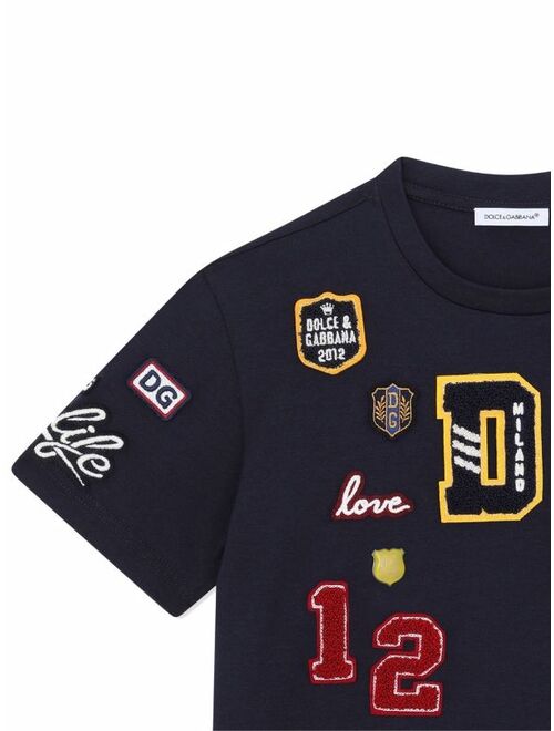 Dolce & Gabbana Kids patch-detail cotton T-shirt