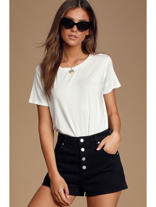 Lulus Basics Skyra White T-Shirt Bodysuit