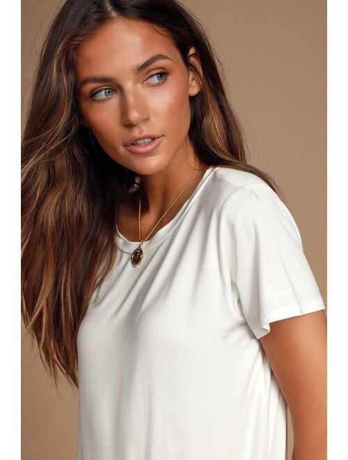 Lulus Basics Skyra White T-Shirt Bodysuit