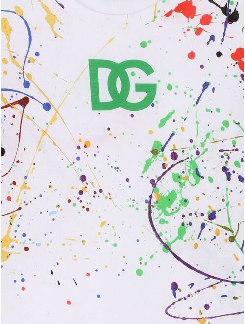 Dolce & Gabbana Kids Pollock splatter-paint logo T-shirt