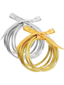 Alphatool 10 Pack Gold and Sliver Glitter Filled Party Bangles- Bowknot Glitter Filled Jelly Silicone Bangle Bracelet Lightweight Cute Fashion Bangles 5 Gold 5 Sliver Bes