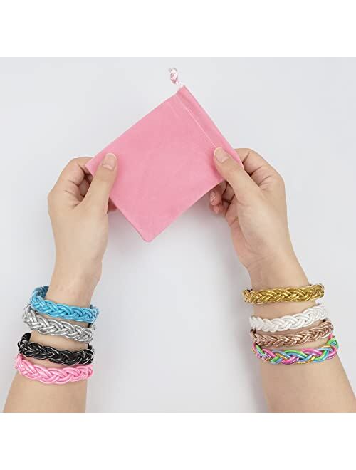 YBMYCM Glitter Jelly Bangles Bracelets for Women Weave Glitter Filled Jelly Silicone Bracelets for Girls