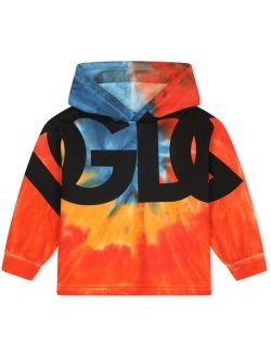 Kids logo-print tie-dye hoodie