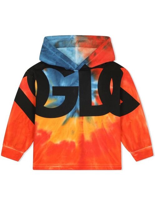 Dolce & Gabbana Kids logo-print tie-dye hoodie