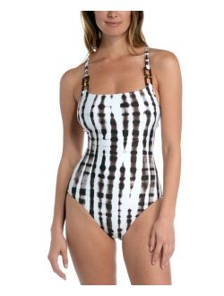 Women's Twisted Bamboo Tummy-Control One-Piece Swimsuit