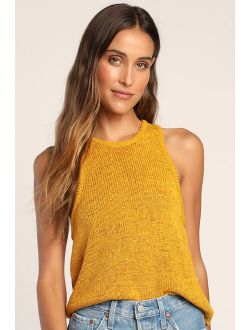 Can't Be Matched Mustard Yellow Knit Sleeveless Tank Top