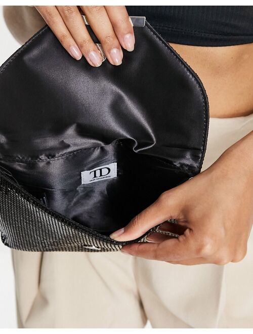 True Decadence envelope clutch bag in iridescent black