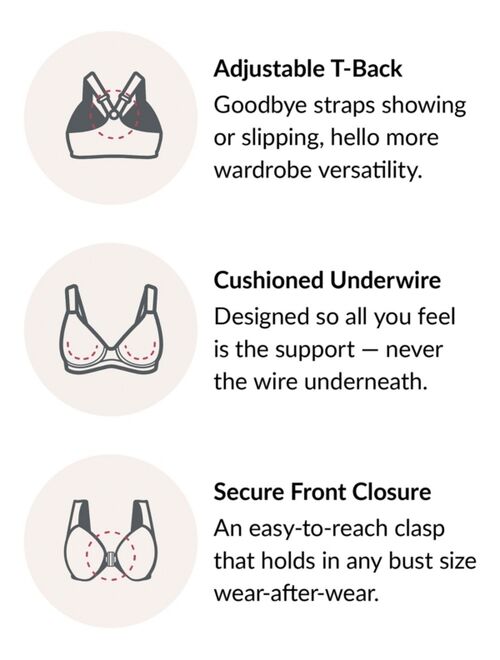 Glamorise Women's Plus Size Wonder Wire Front Close T-Back Bra