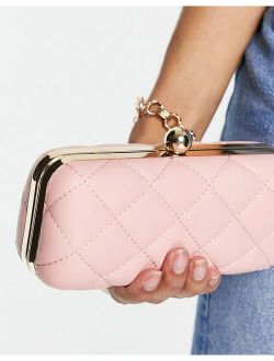 quilted clutch bag in light pink