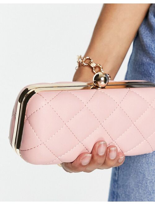 True Decadence quilted clutch bag in light pink