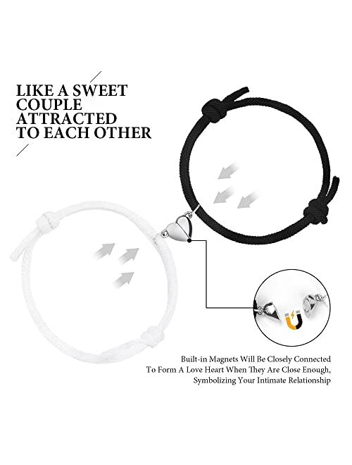 Generic Magnetic Couple Bracelets, Mutual Attraction Bracelets Vows of Eternal Love Jewelry Gifts for Boyfriend Girlfriend Best Friend, Adjustable - Valentine's Day Gift,