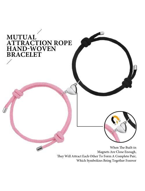 Generic Magnetic Couple Bracelets, Mutual Attraction Bracelets Vows of Eternal Love Jewelry Gifts for Boyfriend Girlfriend Best Friend, Adjustable Couple Bracelets