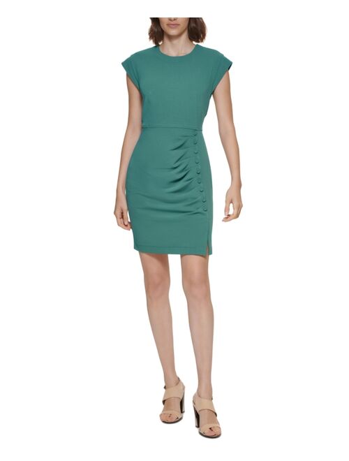 Calvin Klein Ruched Button-Trim Sheath Dress