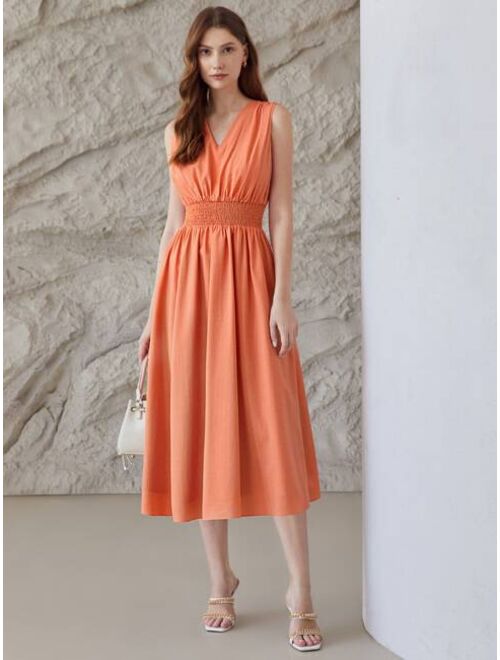 MOTF Premium Acetate Shirred Waist Dress