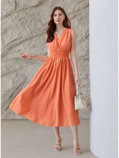 MOTF Premium Acetate Shirred Waist Dress