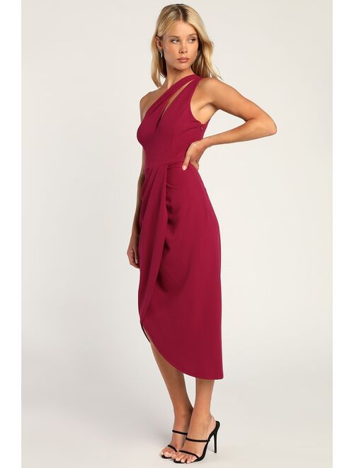 Lulus So Flirty Dark Magenta One-Shoulder Cutout Asymmetrical Dress