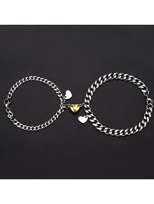 Generic Matching Magnetic Bracelets For Couples Friendship Best Friend Mother Daughter Sister Boyfriend And Girlfriend 2 His And Her Love Relationship Bff Cuban Link Chai