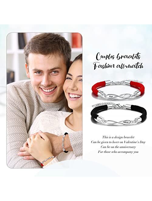 Nameinhea Personalized Custom Name Matching Bracelets for Couples His and Hers Bracelets for Valentine's Day Boyfriend and Girlfriend Mobius Bracelets