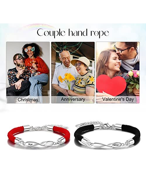 Nameinhea Personalized Custom Name Matching Bracelets for Couples His and Hers Bracelets for Valentine's Day Boyfriend and Girlfriend Mobius Bracelets