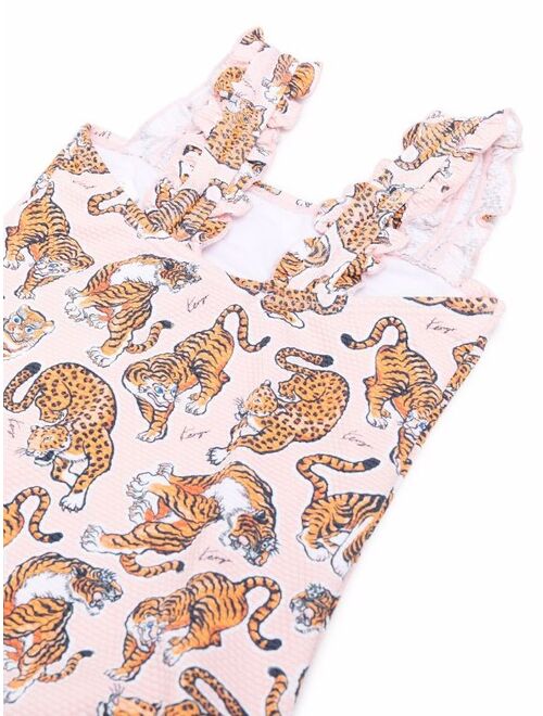Kenzo Kids Tiger logo-print one-piece swimsuit
