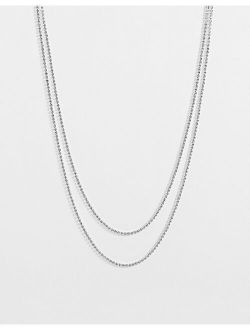 crystal multirow necklace in silver