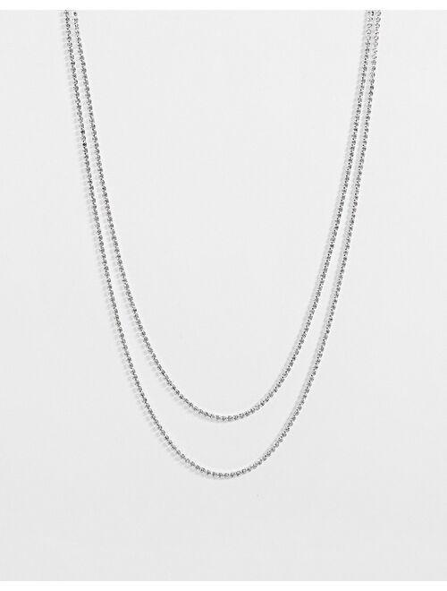 True Decadence crystal multirow necklace in silver