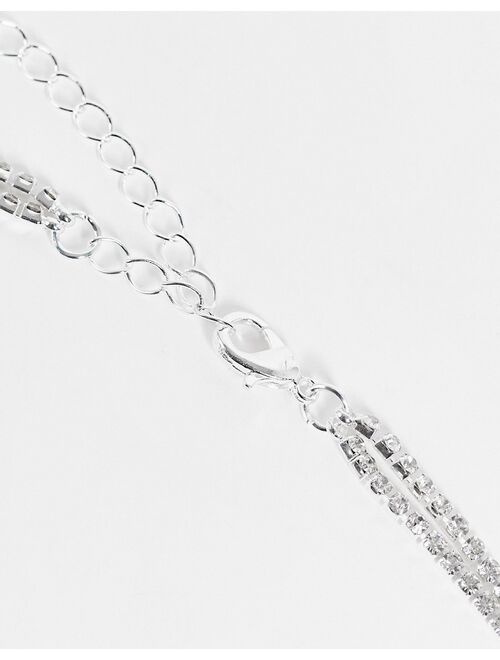 True Decadence crystal multirow necklace in silver