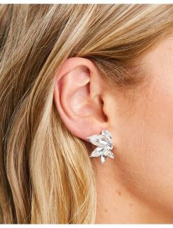 stud earrings in pearl and crystal