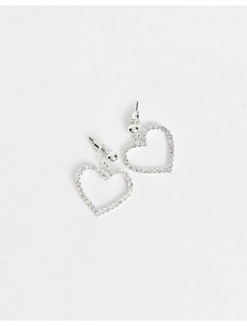 True Decadence crystal heart drop earrings in silver