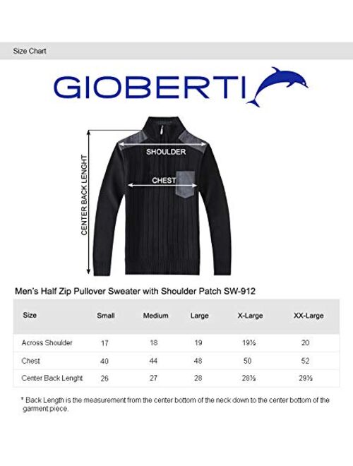 Gioberti Men's Half Zip Pullover Knitted Regular Fit Sweater with Soft Brushed Flannel Lining