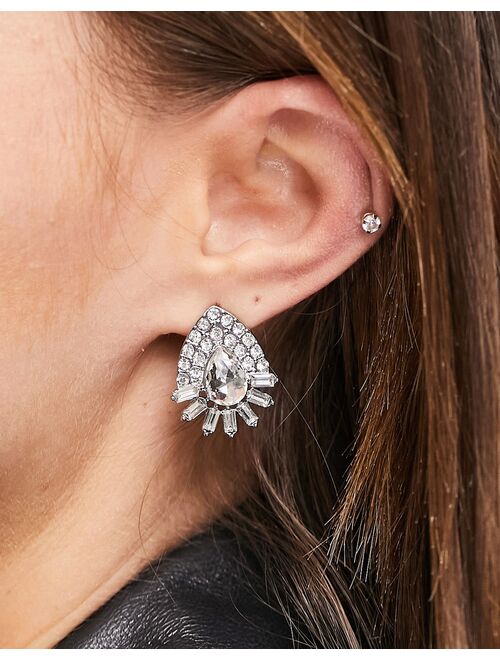True Decadence teardrop crystal stud earrings in silver