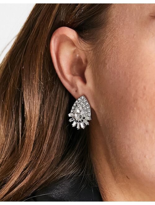 True Decadence teardrop crystal stud earrings in silver