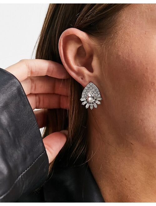 True Decadence teardrop crystal stud earrings in silver