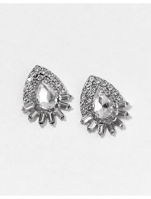 True Decadence teardrop crystal stud earrings in silver