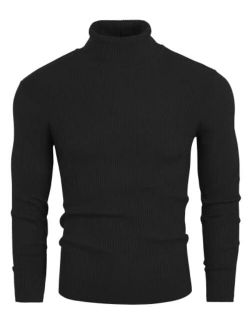 VILOVE Mens Turtleneck Knitted Ribbed Slim Fit Pullover Thermal Sweater