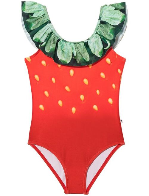 Molo strawberry-print off-shoulder swimsuit