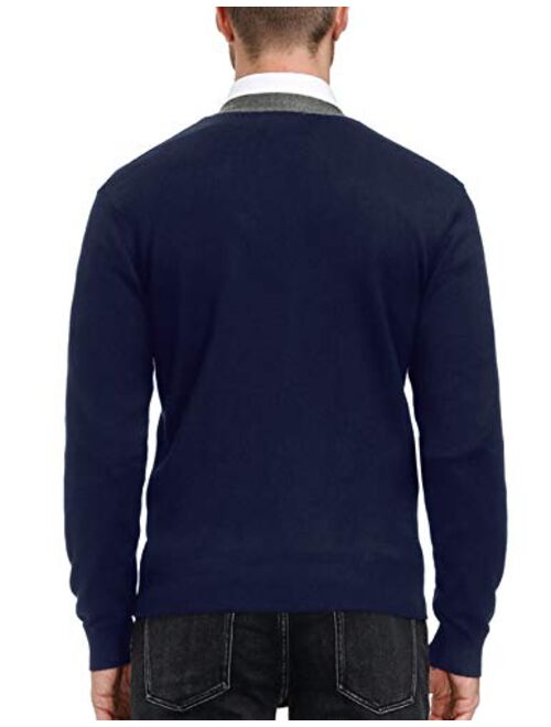 PJ PAUL JONES Mens Sweater Cardigan Stylish Contrast Color V-Neck Button Knitwear