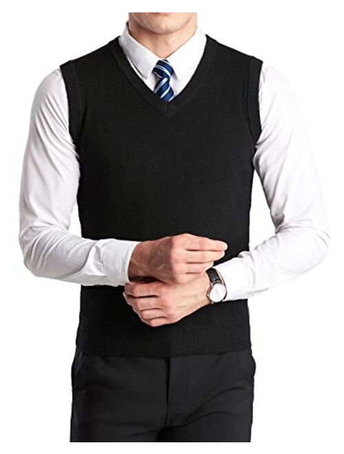 KTWOLEN Mens Slim Fit Argyle Sweater Vest Lightweight Sleeveless V-Neck Knitwear Pullover