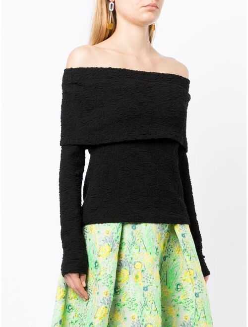 MSGM off-shoulder foldover longsleeved top