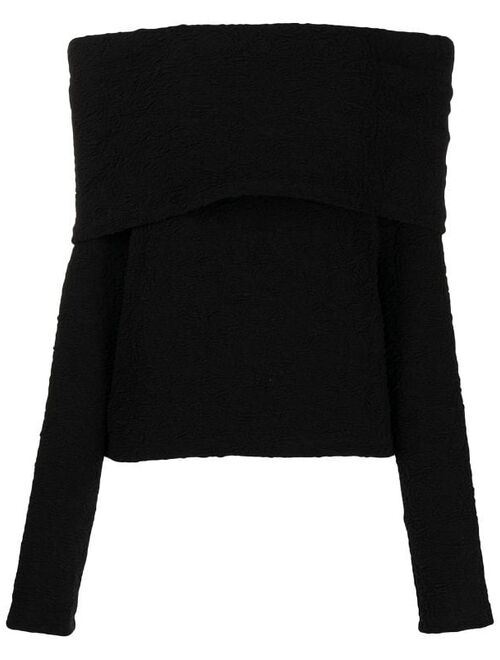 MSGM off-shoulder foldover longsleeved top