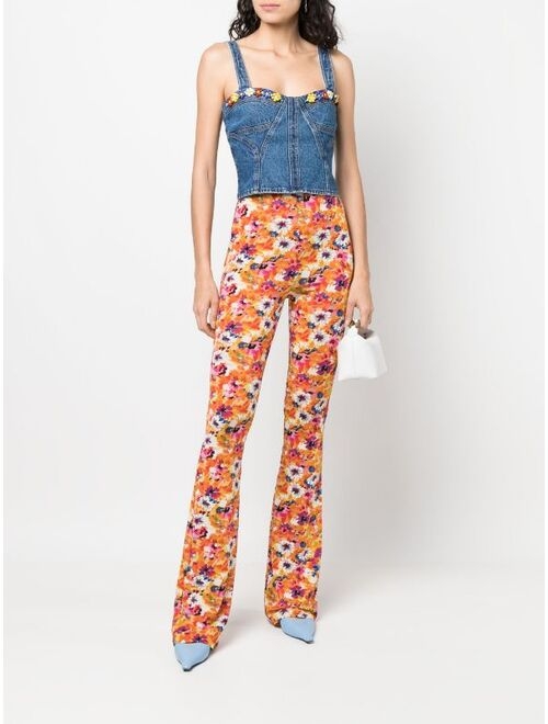 MSGM beaded denim corset top