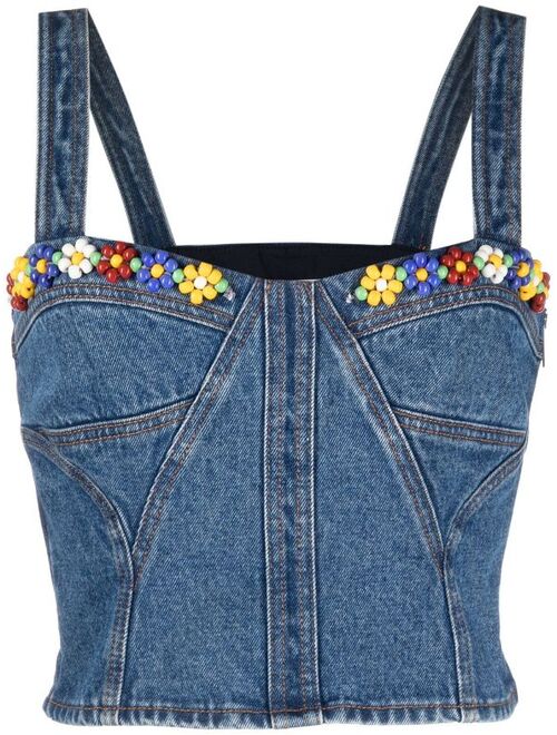 MSGM beaded denim corset top