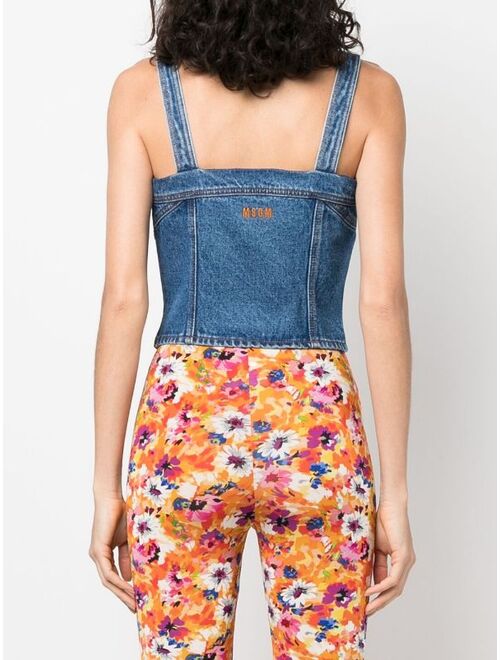 MSGM beaded denim corset top