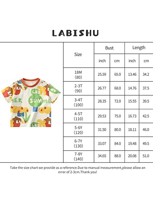 LABISHU Kids Boys Summer T Shirt Short Sleeve Crewneck Print Toddler Cotton Top Casual Basic Shirts Tee