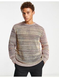 oversized knitted crochet sweater in multi
