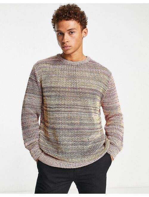 Topman oversized knitted crochet sweater in multi