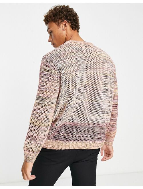 Topman oversized knitted crochet sweater in multi