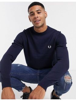 Fred Perry classic crew neck sweater in navy