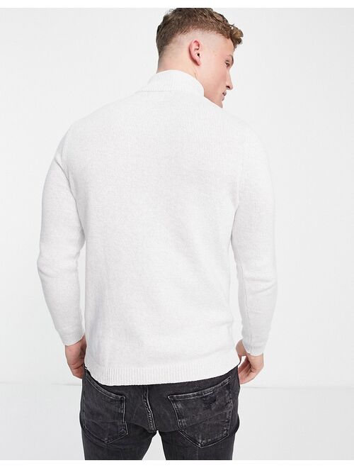 ASOS DESIGN midweight half zip cotton sweater in light gray