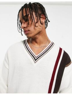 knitted cricket sweater in off white